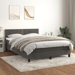 vidaXL Lit à sommier tapissier et matelas Gris foncé 140x190cm Velours