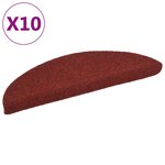 vidaXL Tapis autoadhésifs de marches 10 Pièces Rouge 56x17x3cm Aiguilleté
