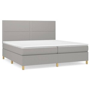 vidaXL Lit à sommier tapissier avec matelas Gris clair 200x200cm Tissu