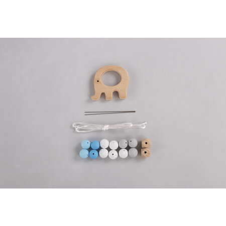 Kit: Anneau Eléphant  bleu clair  17 pces  Boite