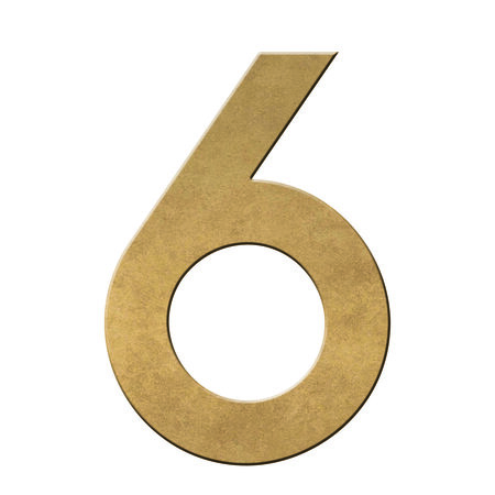 Numéro 6-Numéro adhésif pour boîtes aux lettres - Vinyle épais texturé, hauteur 50 mm - Or Vieilli