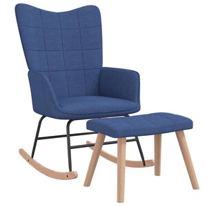 vidaXL Chaise à bascule avec tabouret Bleu Tissu