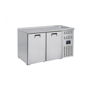 Refroidisseur de boissons - 2 portes & evier - combisteel - r290 - acier inoxydable21550 mmpleine/battante 1950x700x950mm