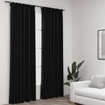 vidaXL Rideaux occultants aspect lin crochet 2Pièces Anthracite 140x225cm