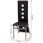 vidaXL Chaises à manger lot de 4 noir similicuir