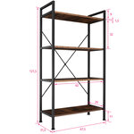 Tectake Etagère bibliothèque LEEDS style industriel 67,5 x 31,5 x 121,5 cm - bois foncé industriel