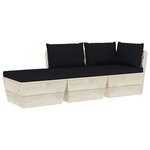vidaXL Salon de jardin palette 3 Pièces avec coussins Épicéa imprégné