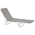 vidaXL Chaises longues pliables 2 Pièces Acier et tissu Gris