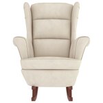 vidaXL Chaise à bascule avec pieds en bois et tabouret Crème Velours