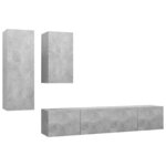 vidaXL Ensemble de meuble TV 4 Pièces Gris béton Aggloméré
