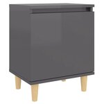 vidaXL Tables de chevet pieds en bois 2 Pièces Gris brillant 40x30x50 cm