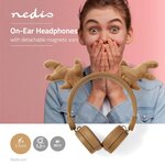 Casque filaire | Câble rond de 1,2 m | Oreillette | Oreilles magnétiques amovibles | Rudy Reindeer | Brun