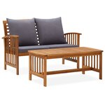 vidaXL Salon de jardin 2 Pièces avec coussins Bois d'acacia solide