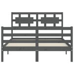 vidaXL Cadre de lit avec tête de lit gris 140x200 cm bois massif