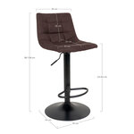 Chaise de bar en microfibre marron foncé avec pieds noirs
