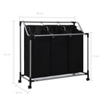 vidaXL Trieuse à linge avec 3 sacs Noir Acier