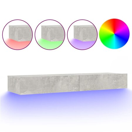 vidaXL Meuble TV avec lumières LED Gris béton 120x35x15 5 cm