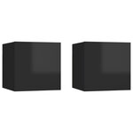 vidaXL Meubles TV muraux 2 Pièces Noir brillant 30 5x30x30 cm