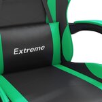 vidaXL Chaise de jeu pivotante Noir et vert Similicuir
