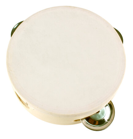 Tambourin en bois rond cymbales 12 x 12 x 4 cm