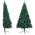 vidaXL Sapin de Noël artificiel moitié avec support vert 210 cm PVC