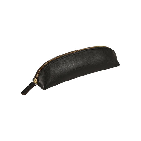 Mini trousse fourre tout triangle 18 x 4 x 4 cm cuir - noir
