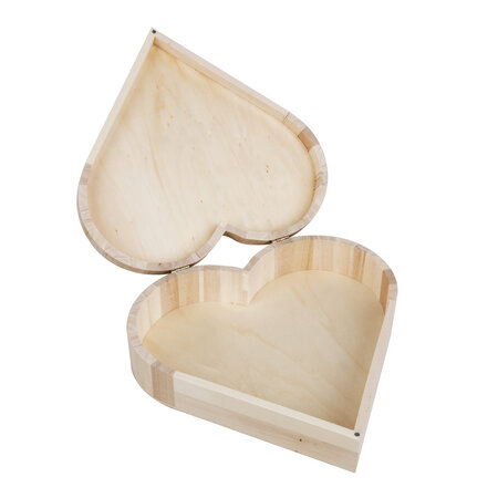 Boîte en bois Coeur  FSC Mix Credit  nature  25.3x24x6cm  avec fermoir magnétique
