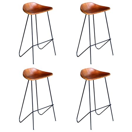 Vidaxl chaises de bar lot de 4 marron cuir véritabledollars