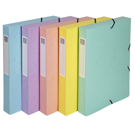 Boite De Classement Exabox Dos 60mm Carte Lustrée Aquarel - A4 - Couleurs Assorties - X 8 - Exacompta