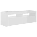 vidaXL Meuble TV avec lumières LED blanc brillant 120x35x40 cm