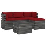 vidaXL Salon palette de jardin 5 Pièces avec coussins Bois de pin massif