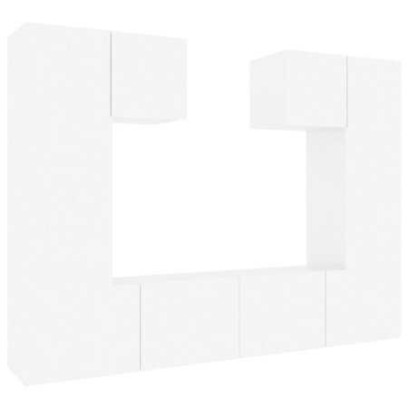 vidaXL Ensemble de meubles TV 6 Pièces Blanc brillant Bois d'ingénierie