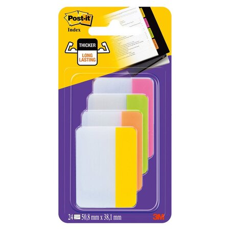 Marque-pages rigides couleurs Energie  - Lot de 4 x 6 marque-pages - 50,8 x 38 mm (paquet 24 unités)