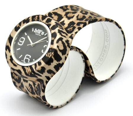 Montre classic bracelet leopard et cadran noir