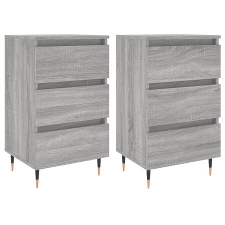 vidaXL Tables de chevet 2 Pièces sonoma gris 40x35x69 cm bois ingénierie