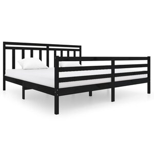 vidaXL Cadre de lit Noir Bois massif 200x200 cm