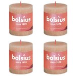 Bolsius Bougies pilier rustiques Shine 4 Pièces 80x68 mm Rose brumeux