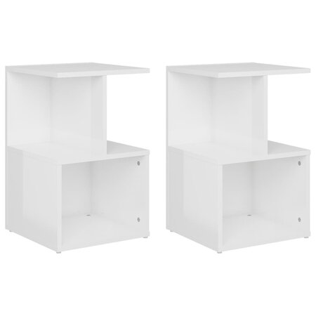 vidaXL Tables de chevet 2 Pièces Blanc brillant 35x35x55 cm Aggloméré