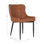 Chaise de salle à manger en cuir synthétique marron vintage à pieds noirs