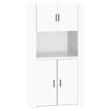 vidaXL Buffet haut Blanc brillant Bois d'ingénierie