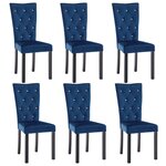 vidaXL Chaises à manger lot de 6 bleu foncé velours