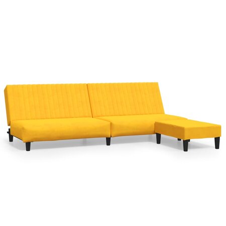 vidaXL Canapé-lit à 2 places avec repose-pied Jaune Velours