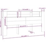vidaXL Armoire de tête de lit Gris béton 220x18 5x104 5 cm