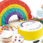 Piñata arc-en-ciel + bâton