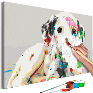Tableau à peindre par soi-même - colourful puppy l x h en cm 60x40