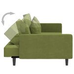 vidaXL Canapé-lit 2 places 2 oreillers repose-pied Vert clair Velours