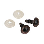 Yeux de sécurité en plastique  8mm ø  brun foncé  avec rondelles  10 pces