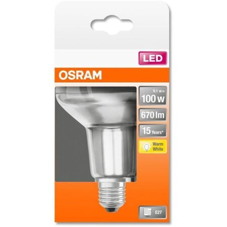 Osram spot r80 led verre clair 9 1w=100 e27 chaud