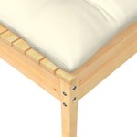 vidaXL Repose-pied de jardin avec coussin crème Bois de pin massif
