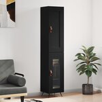 vidaXL Buffet haut Noir 34 5x34x180 cm Bois d'ingénierie